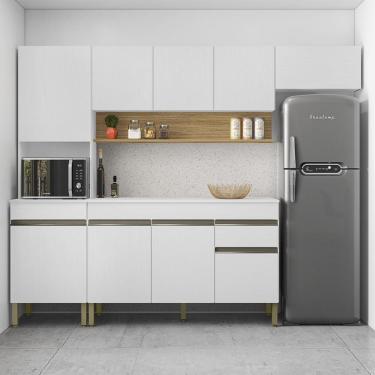 Imagem de Armário De Cozinha Completa 150 Com Balcão Com Tampo 9 Portas Line Freijó Supremo