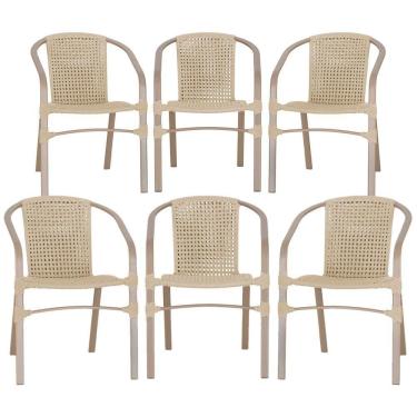 Imagem de 06 Cadeiras Floripa Alumínio Pintura Fendi Trama Original Rami