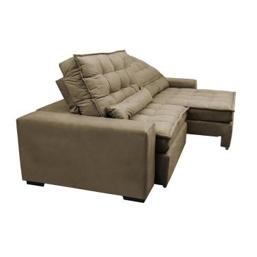 Imagem de Sofá Retrátil E Reclinável Com Molas Ensacadas Cama Inbox Gold 2,72m Tecido Suede Velusoft Castor