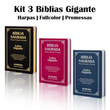 Imagem de Kit 3 Biblias Sagrada Letra Gigante - Palavras de Jesus em Vermelho - 