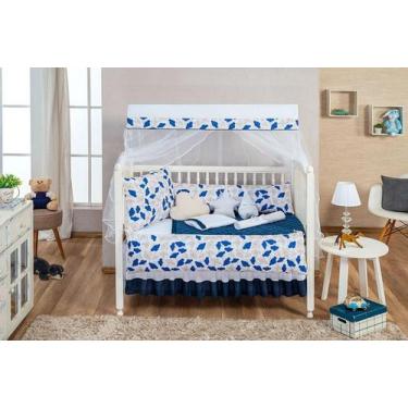 Imagem de Kit Berço ul Marinho 8 Peças  100% Algodão  Enchimento - Beatriz Enxov