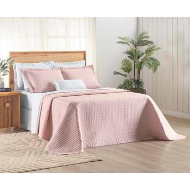 Imagem de Cobre Leito Casal Box Queen Percale Bordado Colcha Lisa Verity 3 Peças