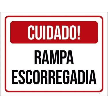 Imagem de Kit 5 Placa Acm Cuidado Rampa Escorregadia 18X23 - Sinalizo