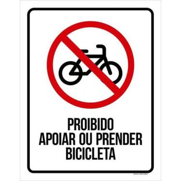 Imagem de Kit 5 Placa Acm Proibido Apoiar Prender Bicicleta 18X23 - Sinalizo