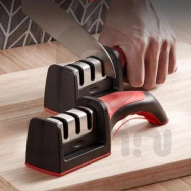 Imagem de Amolador Afiador De Facas Em Aço Inox Base Emborrachada Profissional C