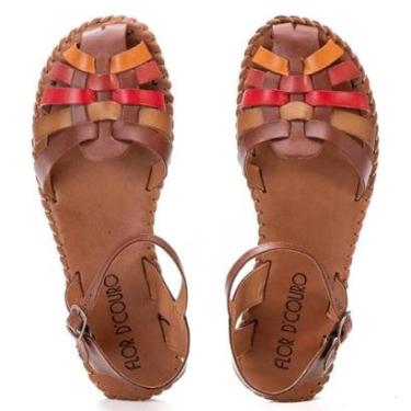 Imagem de Sandalia Rasteira Conforto Fechada de Couro Feminina Colorida Moderna Sola Antiderrapante Trabalho-Feminino