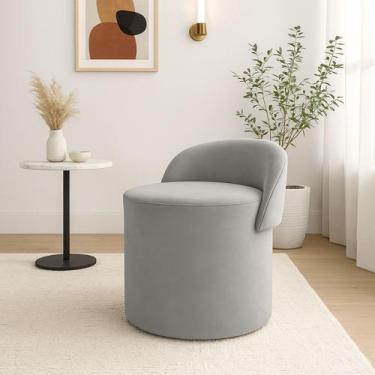 Imagem de Puff Banco Orgânico Encosto Redondo Sala Estar Quarto Suede Cor:Preto 