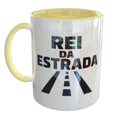 Imagem de Caneca Porcelana Rei da Estrada Caminhoneiro - Pense Canecas, Amarelo