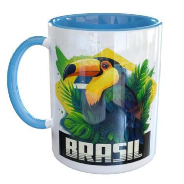Imagem de Caneca Porcelana Tucano Ave do Brasil - Pense Canecas, Azul Claro