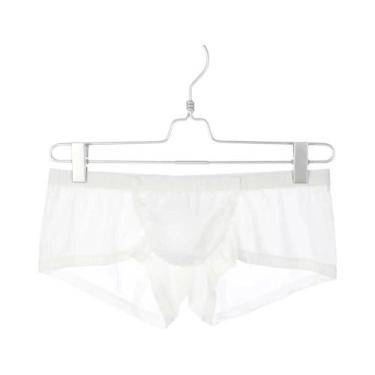 Imagem de Cuecas Boxer Masculinas De Cintura Baixa Em Seda Gelada Com Bolsa Conv