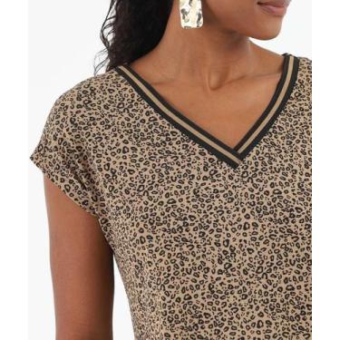 Imagem de Blusa Feminina Recorte Animal Print Marisa Marrom-22065, P, Marrom, Pr
