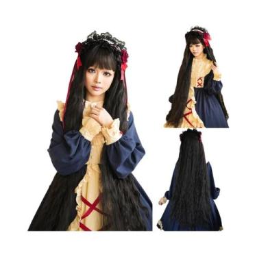 Imagem de Peruca Sintética Cacheada Extra Longa Marrom Claro De 48 Polegadas Par