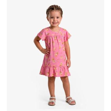 Imagem de Vestido Infantil Com Manga Godê Select Rosa, 6, Rosa