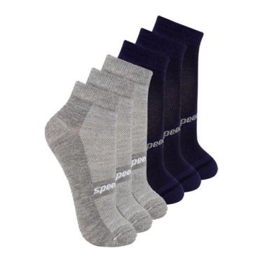 Imagem de Kit com 6 Pares de Meias Esportiva Cano Curto Speedo 8033 Colorido, Az