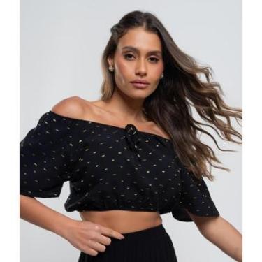 Imagem de Cropped Salvatore Fashion Ciganinha Viscose Lurex Feminino-Feminino