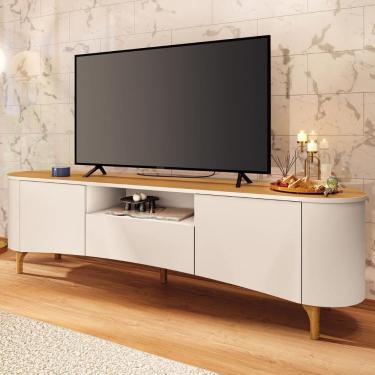 Imagem de Rack Bancada Tv 80 Pol 201cm Desing Orgânico Yang Off/Cinamomo H01 - Mpozenato