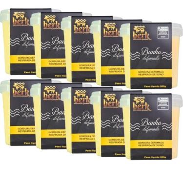 Imagem de Kit 10un banha gordura de porco suina defumada premium 200g berk charc