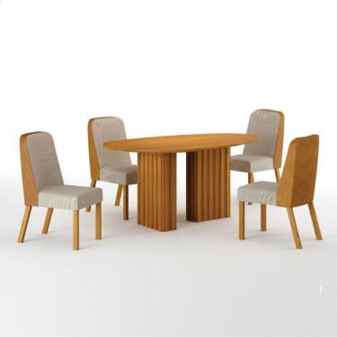 Imagem de Conjunto Sala de Jantar Ísis 135cm com 6 Cadeiras Tampo Orgânico s/ Vi