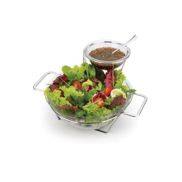 Imagem de Saladeira com molheira bowl para salada e molho em vidro Forma Inox 80
