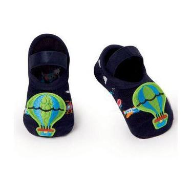 Imagem de Meia Infantil Puket Sapatilha Antiderrapante Elástico Confortável Azul