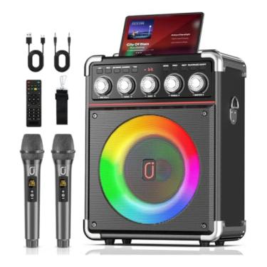 Imagem de JYX Caixa de Som com 2 Microfones, Caixa de Som Bluetooth para Adultos e Crianças, Caixa de Som Karaoke com Ajuste de Graves/Agudos, Sistema de PA com Controle Remoto, Suporte para REC/USB/AUX/TF(60W)