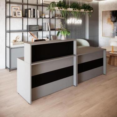 Imagem de Balcão de Recepção Retangular para Atendimento F5 Office G, Cinza Sagr