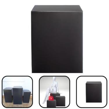 Imagem de Manequim Cubo Tablado Expositor Busto 60x35x35cm MDF Preto - Instaloja