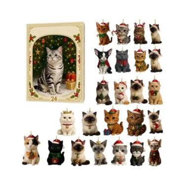 Imagem de Calendário Do Advento De Natal 2025: Pingente Decorativo De Gato 2D Fo