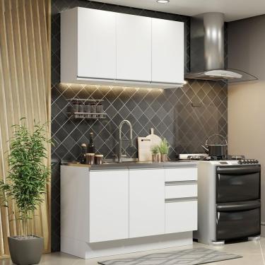 Imagem de Cozinha Compacta Madesa Glamy 120001 com Armário e Balcão (Sem Tampo e Pia) – Branco