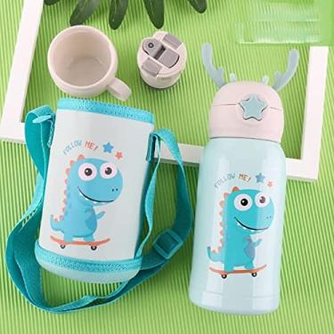 Imagem de Garrafa Térmica Inox Infantil 550ml, Thermos Cup, Parede Dupla, Dinossauro, IBMKIDS