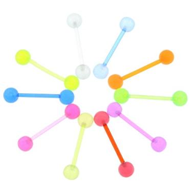 Imagem de Oasis Plus 10 pçs 14 G Lingueta de Bio-plast Flexível Brilha no Escuro Barra de mamilo 6 mm Bolas de acrílico