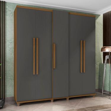 Imagem de Guarda-Roupa Casal 5 Portas 3 Gavetas RV Móveis Munique Cinamomo/Grafite