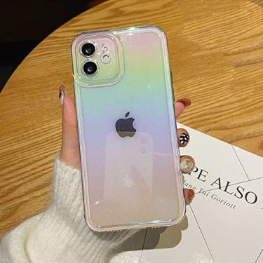 Imagem de Capa de telefone transparente holográfica colorida com brilho a laser para iphone 13 12 11 pro max x xr xs max 7 8 plus capa à prova de choque de tpu macio, c, para iphone 12pro max