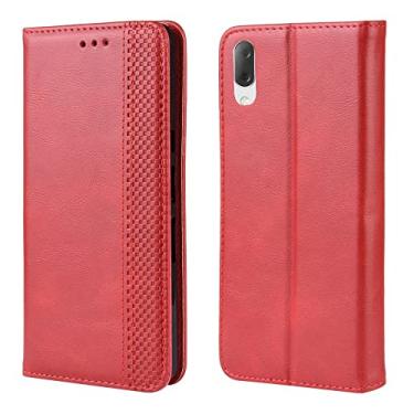 Imagem de Capa flip para Sony Xperia L3 capa carteira couro PU e capa de celular TPU design fino proteção total à prova de choque capa traseira do telefone (cor: vermelho)
