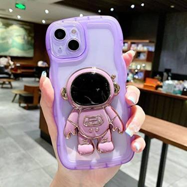 Imagem de para iPhone 14 13 Pro Max para iPhone 12 XR Wavy Edge Astronaut Stand Phone Case Soft Case Color Protective Case, Purple, For iPhone 13 Pro