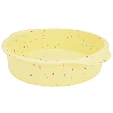 Imagem de Forma de bolo de silicone, forma de bolo antiaderente redonda reutilizável com materiais de silicone de para a maioria das pessoas para cozinha doméstica (cor amarela granulada)