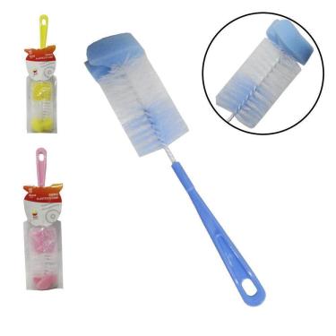 Imagem de Escova Lava Mamadeira Nylon Esponja Bucha Cabo Plastico 28Cm