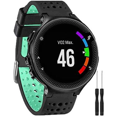 Imagem de Pulseira para Smartwatch Garmin Forerunner modelos 230 235 220 620 630 735 735XT (com chave para troca) - Nandos-Store (Preto com verde)