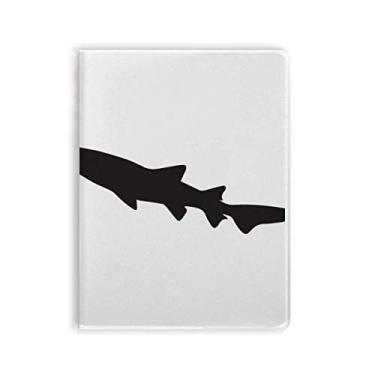 Imagem de Caderno de silhueta de peixe Biologia de tubarão preto capa de goma Diário capa macia