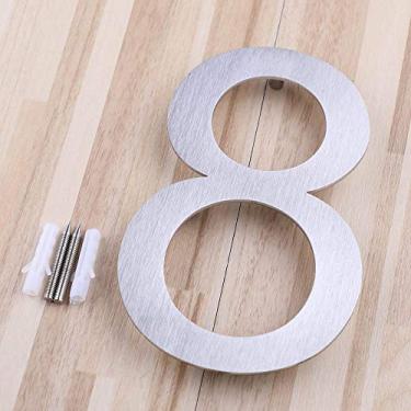 Imagem de Placa de casa flutuante 3D de 12,7 cm, número 0-9 letra ABCD, placa de porta de alfabeto digital de aço inoxidável, para hotéis, endereço ao ar livre, placa de correio, prata, método de parafuso, antiferrugem, durável