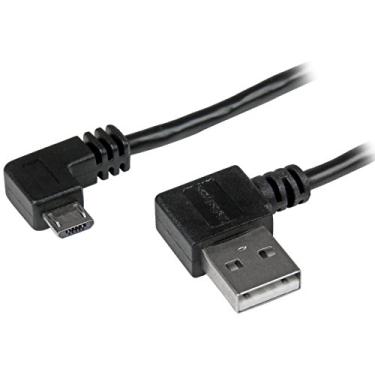 Imagem de StarTech.com Cabo micro-USB de 2 m de 1,8 m com conectores angulares retos - M/M - cabo USB A para micro B - cabo micro USB de ângulo reto de 1,8 m (USB2AUB2RA2M), preto