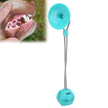 Imagem de Haowecib Brinquedo de bola de corda para cães, com design de som, ventosa de sucção para cães, brinquedo de mastigar para animais de estimação em ambientes internos e externos (azul lago)