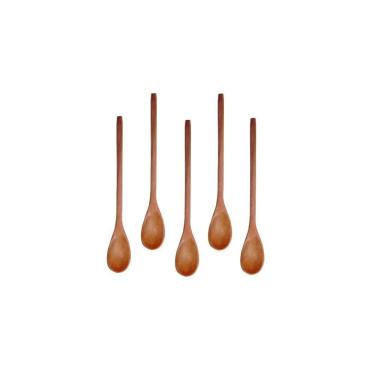 Imagem de Kit 5 Peças Colher De Pau Madeira Modelos Mingau 27 Cm