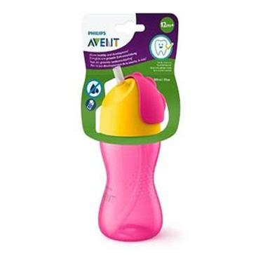 Imagem de Copo Infantil Com Canudo 300ml Rosa e Amarelo Philips Avent