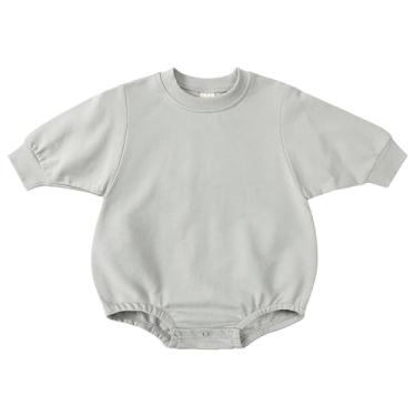 Imagem de Macaquinho para bebês recém-nascidos e meninos de manga comprida 0 3 6 12 18 24 meses roupas de primavera infantil, Cinza, 9-12 Months