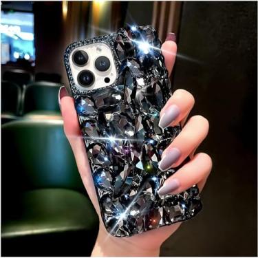 Imagem de HFICY Capa de telefone feminina com 2 peças de película de vidro, capa protetora feminina transparente e macia com cristais de diamantes brilhantes (cinza, para LG Velvet / 5G UW)