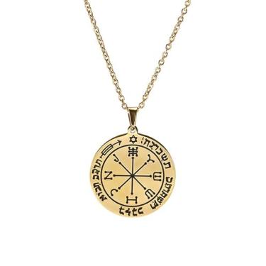 Imagem de Colar masculino sexto pentáculo de Marte, chave de Salomão, o Rei, selo Wicca, pentagrama de aço inoxidável, pingente talismã para proteção joias presentes, 0.98*1.06inches, Aço inoxidável, Sem Pedra
