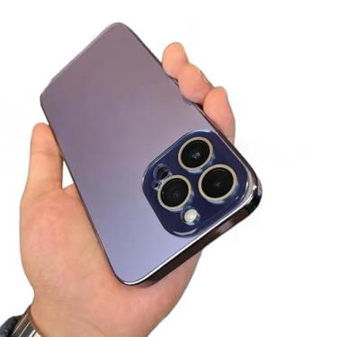 Imagem de Capa de vidro temperado de acrílico fosco galvanizado para iPhone, nova capa protetora de acrílico fosco ultrafino (roxo, para iPhone14)