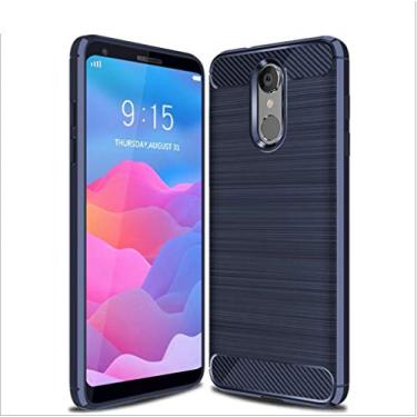 Imagem de Capa para LG Q7, capa de material de fibra de carbono, macia, antiderrapante, antiimpressões digitais, capa totalmente protetora para LG Q7
