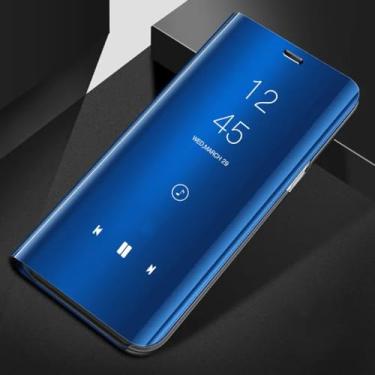 Imagem de Capa flip espelhada inteligente para Samsung Galaxy S23 S22 S21 Ultra S20 FE S10 S9 S10E Note 20 Plus Capa protetora de telefone com suporte, azul, para S22Ultra